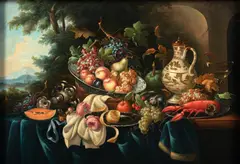 Anglo-Dutch School, Still Life with Lobster and Fruit, oil on canvas