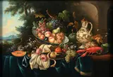 Anglo-Dutch School, Still Life with Lobster and Fruit, oil on canvas