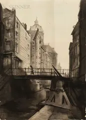 Luciano Guarnieri, Amsterdam Canal, ink, ink wash, and watercolor on Fabriano watermarked paper