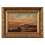 Lamorna Birch, Coastal Cliffs at Sunset, oil on canvas