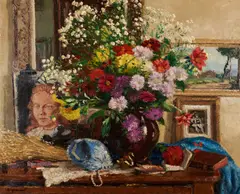 Jehann-Jules Berjonneau, Vase de Fleurs, oil on canvas