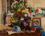 Jehann-Jules Berjonneau, Vase de Fleurs, oil on canvas