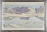 Birger Birger-Ericson, Landscape with Birds and Mountains, oil on Masonite board