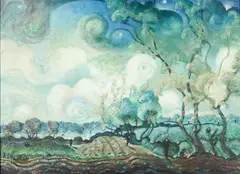 James Apostle, Landscape in the Manner of van Gogh, oil on canvas