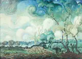 James Apostle, Landscape in the Manner of van Gogh, oil on canvas