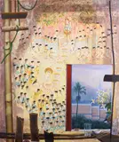 Wikrom "Thep" Wichainet, Interior of 14th Century Temple, Chiang Mai, Thailand, acrylic on canvas