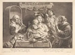 Jacob Jordaens, The Family Concert with Study, 1581-1659, engraving on paper