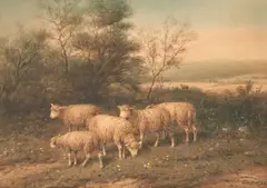 George Riecke, In Quiet Pastures, color lithograph