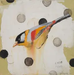 Michael Dickter, Two Paintings: A Songbird and A Floral Study