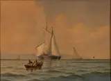 Fred Cozzens, Ship in Dory signed 'Fred S. Cozzens 88' lower left, framed., watercolor and gouache on paper/board