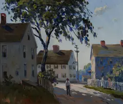 Charles Gordon Harris, Pawtuxet Lane, oil on board