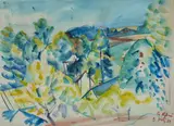 Continental School, 20th Century, Mountain View, watercolor on paper