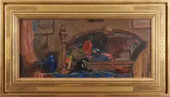 Daniel MacMorris, Still Life on Table, oil on board