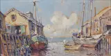 Arthur Diehl, Boats, oil on canvas