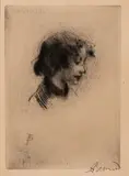 Besnard Albert, Profile of a Young Woman, etching on paper