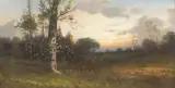 Edwin Allsaints Gates, Sunset Landscape, pastel on paper