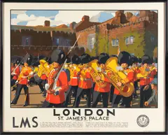 Christopher Clark, London, St. James Place, LMS,, Color lithographic poster; printed by Jordison and Co. Ltd., London; unsigned; framed