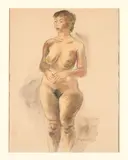 Raphael Soyer, Standing Nude, watercolor and graphite on paper