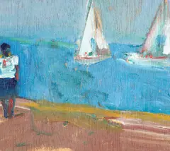 Alex Liros, Sailboats, oil on wood