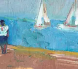Alex Liros, Sailboats, oil on wood