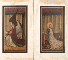 C. Schultz, The Annunciation, 1875, Two color lithographs after paintings by Stephan Lothener; printed by Hangard-Mauge, Arundel Society, London, unsigned; unframed