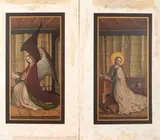 C. Schultz, The Annunciation, 1875, Two color lithographs after paintings by Stephan Lothener; printed by Hangard-Mauge, Arundel Society, London, unsigned; unframed