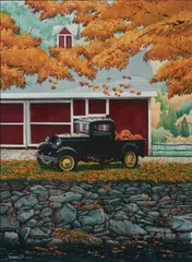 Joseph Correale, Pickup Truck in Autumn, gouache on cardboard