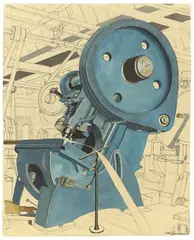 Blaue Stanzmaschine by Carl Grossberg, 1937, Aquarell und Tuschfeder auf Bütten, sold Dec 2020