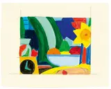 Tom Wesselmann, Fast Sketch Still Life with face and clock, 1998, Acryl und Kugelschreiber auf Papier