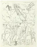 Friedens Konferenz by George Grosz, Um 1923, Rohrfeder und Feder in Tusche und Bleistift auf Papier (Prägestempel: Arm mit Axt und die Initialen G und H), sold May 2019