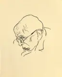 Portrait Max Herrmann-Neiße by George Grosz, 1925, Kreide auf Papier (aus einem Skizzenblock), sold Oct 2018