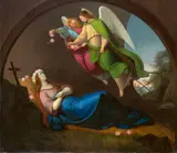 Heinrich Schwemminger, Tod der heiligen Rosalia, 1838, Öl auf Leinwand. Doubliert