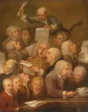 William Hogarth, A Chorus of Singers – nach dem Stich „The Oratorio of Judith“, 1732, Um 1740, Öl auf Leinwand