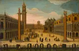 Louis de Caullery, Piazzetta di San Marco in Venedig, Um 1610, Öl auf Holz