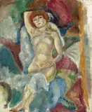 Jules Pascin, Nu, le bras levé, 1916, Öl und Bleistift auf Leinwand