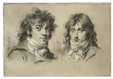Louis-Léopold Boilly, Zwei junge Männer, Um 1790, Kreide, weiß gehöht, auf Papier