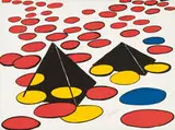 Untitled (Two Black Pyramids with Circles) by Alexander Calder, 1975, Lithograph in colors on Arches, sold May 2012
