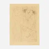 Pablo Picasso, Rembrandt et femme au voile (from La Suite Vollard), etching on Montval laid paper
