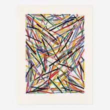 Untitled #4 by Charles Arnoldi, 1983, woodcut in colors, sold Jun 2021