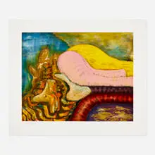 Defiance by Bill Jensen, 1996, etching and aquatint in colors with spitbite on Arches En Tout Cas, sold Jun 2021