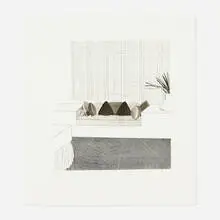 Cushions by David Hockney, 1968, etching with aquatint on wove paper, sold Jun 2021