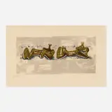 Henry Moore, Two Reclining Figures with River Background, 1963, lithograph in colors