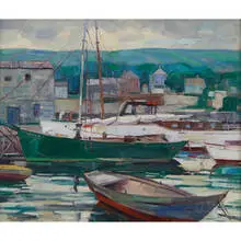 Harbor Scene by Carl Edgar Swenson, sold Oct 2021