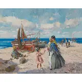 Ignacio Gil Y Sala, Fishermen and Family on the Beach