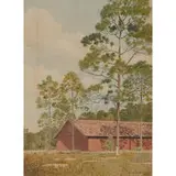 Robert Spencer, Red Barn and Shortleaf Pine Trees, 1934