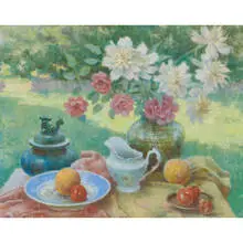 Béla Kontuly, A Tabletop Still Life En Plein Air