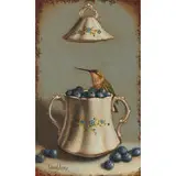 David Arms, Still Life with a Sugar Jar, Hummingbird and Blueberries