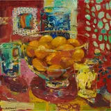 Carol Stewart, Still Life with Oranges and Glasses, Canada