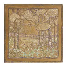 rare scenic porcelain tile by Beaver FAlls Art Tile Co., sold Oct 2021
