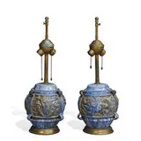 Fulper Pottery, matched pair of earthenware lamp bases